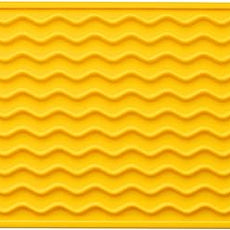 Silicone Dish Drying Mat for Multiple Usage,Easy clean,Eco-friendly,Heat-resistant Silicone Mat for Kitchen Counter,Sink,Bar,Bottle,or Cup Yellow M 17 inches x 6 inches