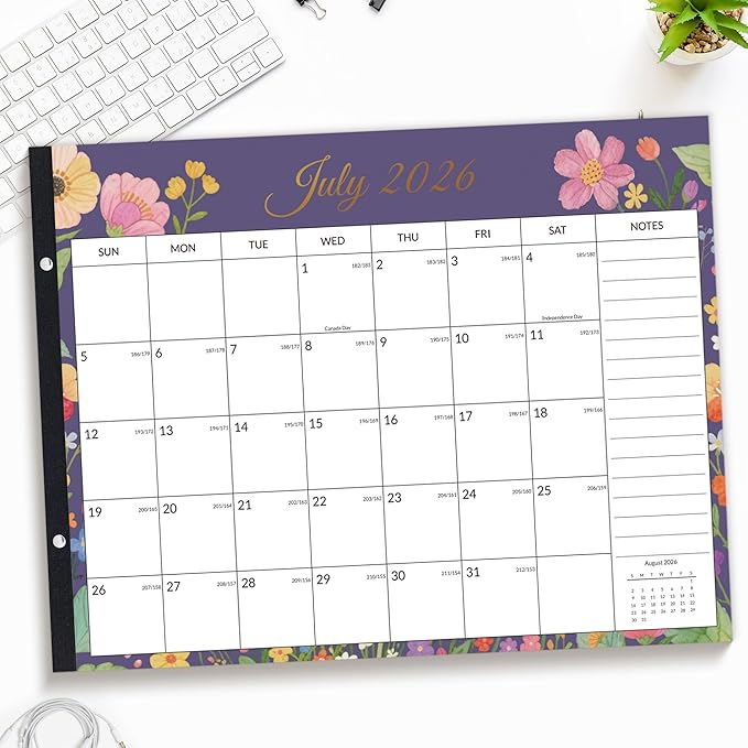 SUNEE Desk Calendar 2026 Large 22x17 from October 2025 to March 2027, Extra Large Desktop Monthly Calendar Pad 18 Months For Teacher or Family, Desk Top, Floral