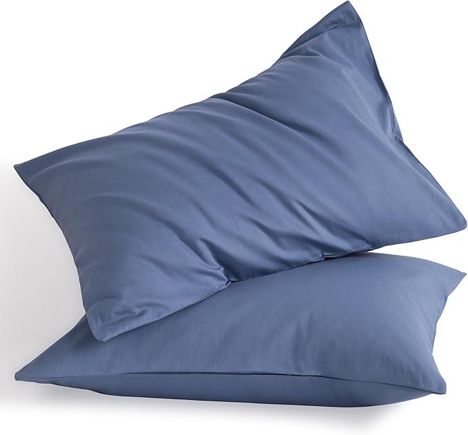 NTBAY Queen Cotton Pillowcases - Envelope Closure 20x30 Pillowcases Set of 2, Breathable and Soft Bed Pillow Cases, Denim Blue