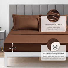 Love's cabin Queen Comforter Set Brown, 7 Pieces Queen Bed in a Bag, All Season Bedding Sets with 1 Comforter, 1 Flat Sheet, 1 Fitted Sheet, 2 Pillowcase and 2 Pillow Sham