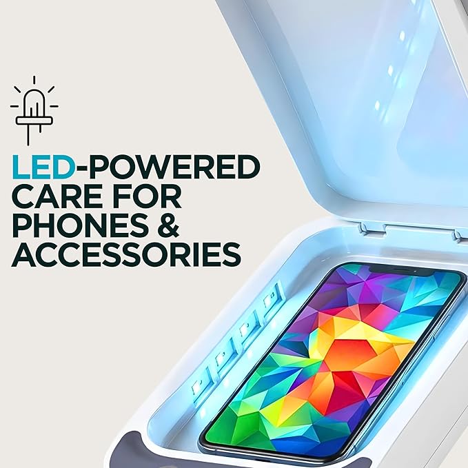 Portable Phone Cleaning Box with Built-in LED Light – Multi-Purpose Organizer for Phones, Jewelry, Watches & Small Accessories – Compact Case with Aroma Function, USB Power Port, and Modern Design