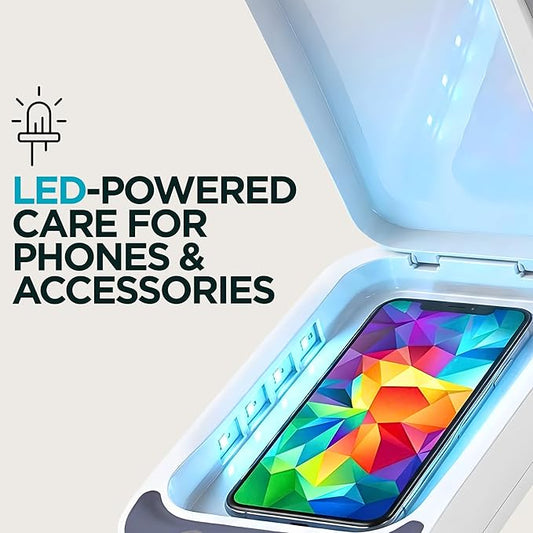 Portable Phone Cleaning Box with Built-in LED Light – Multi-Purpose Organizer for Phones, Jewelry, Watches & Small Accessories – Compact Case with Aroma Function, USB Power Port, and Modern Design