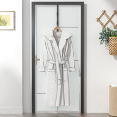 Over The Door Hooks Long with 6 Hooks, Behind The Door Towel Racks for Bathroom, Door Purse Bag Coat Robe Hanger, Hat Clothes Hanging Organizer with Non-Slip Pads & Suction Cups, 28.3 Inches, Black