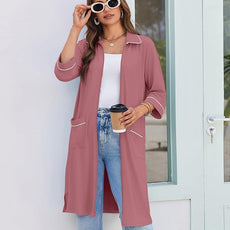 Ekouaer Zipper Robes for Women 3/4 Sleeve Housecoats Knee Length Bathrobe Lightweight Nightgown with Pockets S-3XL