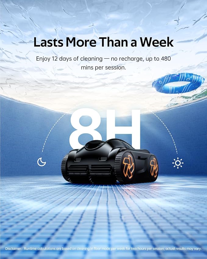 (2025 Upgrade) iGarden Pool Cleaner K80, 8H-Runtime, Robotic Cordless Pool Vacuum for Inground Pools, Smart Navigation, Touchscreen, 5810GPH Turbo Suction, 4L Debris Basket, Auto-Parking