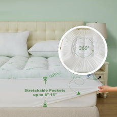 BEDLORE Twin Mattress Topper Viscose Derived from Bamboo, Thick Pillow Top Mattress Pad with Stretchable Pockets for 6