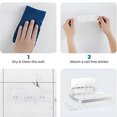 Fab Glass and Mirror 5-Pack Shower Caddy, Chrome- Shower Organizer & Shelves for Efficient Storage, Bathroom Caddy for Wall Organizer, Durable Showers Wall Caddy