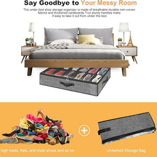 homyfort Under Bed Shoe Storage Organizer Fits 12 Pairs- Underbed Shoe Container Solution Shoes Box Bins with Clear Window for Sneakers,High Heels,Flip Flop(Black)