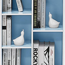 Furinno LUDER Book Shelf, 5-Cube Bookshelf, Reversible Bookcase, 9.4 x 19.5 x 31.5, for Living Room, Bedroom, Home Office, White/Light Blue