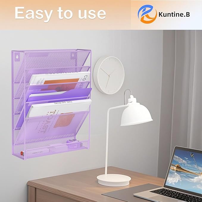 Kuntine.B Wall File Organizer (Purple, 6 Tier)