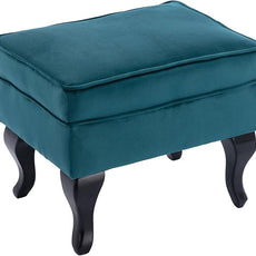 Accent Chairs with Ottoman Set of 2 Velvet Wingback Club Chair Upholstered Reading Chair Lounge Chairs with Wood Legs/Button Tufted Back for Bedroom Living Room, Teal Blue