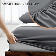 FreshCulture California King Fitted Sheet Only - Hotel Quality Fitted Sheet - Ultra Soft & Breathable - Brushed Microfiber - Deep Pocket - Cooling Fitted Sheets for Cal King Size Bed (Dark Grey)