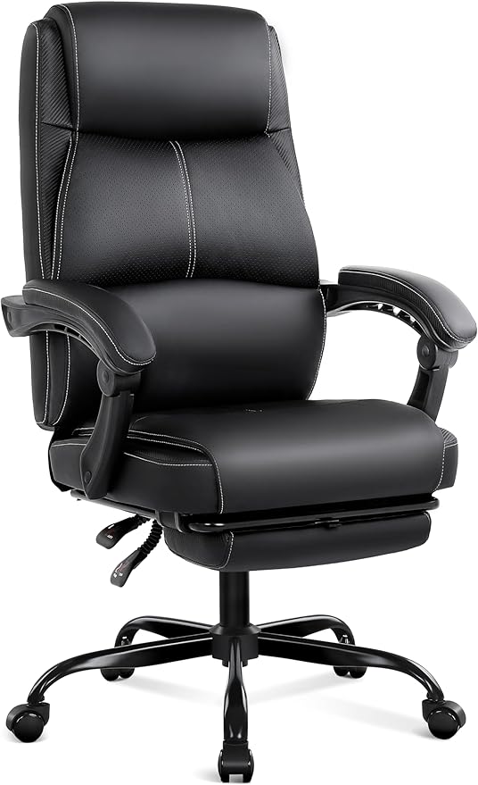 Misolant Big and Tall Office Chair with Footrest, High Back Desk Chair with Linkage Armrest, 90-155° Recline Executive Computer Chairs with Adjustable Height for Home