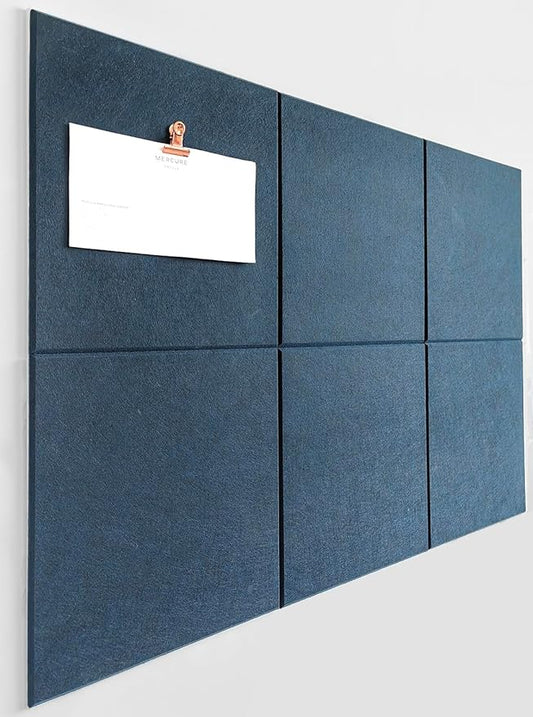 Cork Board 24 x36 Alternative - 6 Pack Felt Wall Tiles with Safe Removable Adhesive Tabs, Cork Boards for Walls Cork Board for Home Office Pin Board Tack Board - Prussian Blue