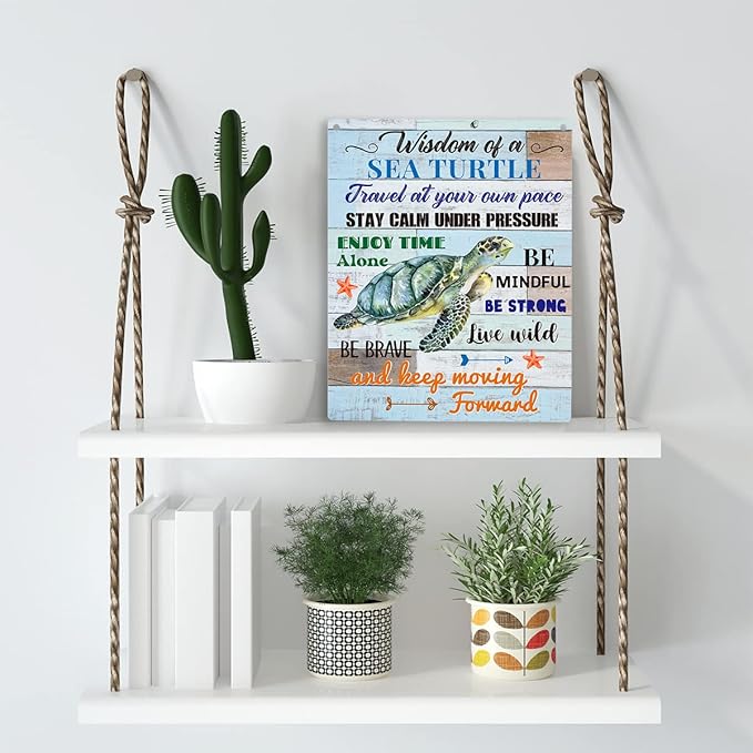 YCYD Sea Turtle Decor, Friends Inspirational Turtle Gifts, Wall Art Wooden Hanging Sign Decor, for Office Bedroom Living Room Home Decoration 10x8 Inch