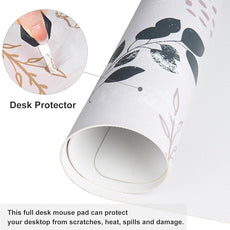 QIYI Large Mouse Pad for Desk, Cute Desk Mat for Desktop, Women Girls Office Décor Desk Accessories, PU Leather Waterproof Gaming Mousepad, Boho Botanical Desk Pad Computer Mat, 31.5