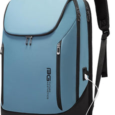 BANGE Business Smart Backpack Waterproof fit 15.6 Inch Laptop Backpack with USB Charging Port,Travel Durable Backpack (Light Blue(three Pocket), Medium)