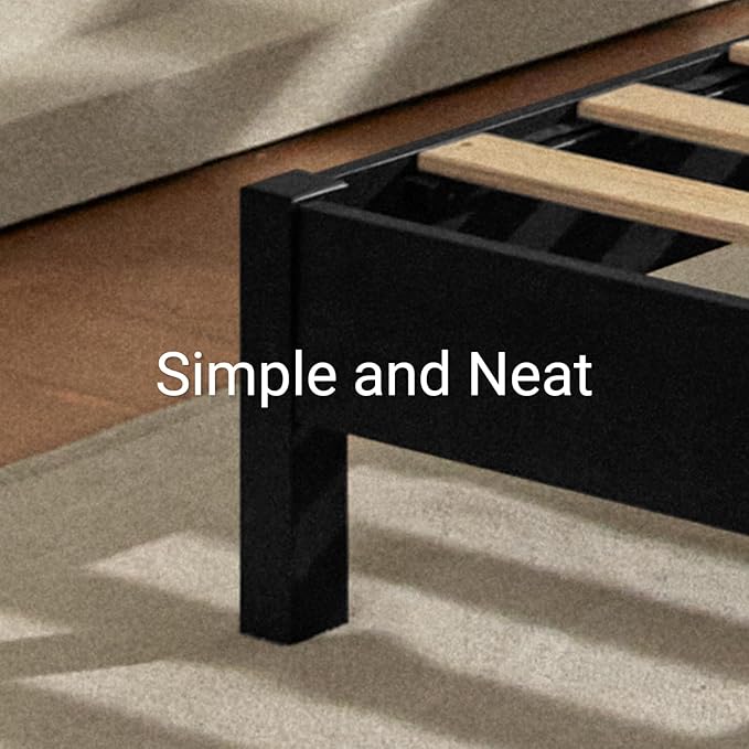 LIFEMENT Full Signature Wood Platform Bed Frame Black, Noise-Free, Under Bed Storage, No Box Spring Needed, Easy Assembly