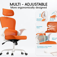 TRALT Office Chair - Ergonomic Office Chair with Back Support, Home Office Desk Chairs, 330lbs Wide Seat Big and Tall Office Chairs with Headrest, Comfy Desk Chairs (Orange)