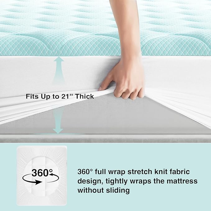 Novilla Cooling Mattress Topper California King Size,Mattress Pad with Deep Pocket for 8-21" Mattress,Soft Mattress Cover for Back Pain Relief,3D+7D Down Alternative Bed Topper for Hot Sleepers