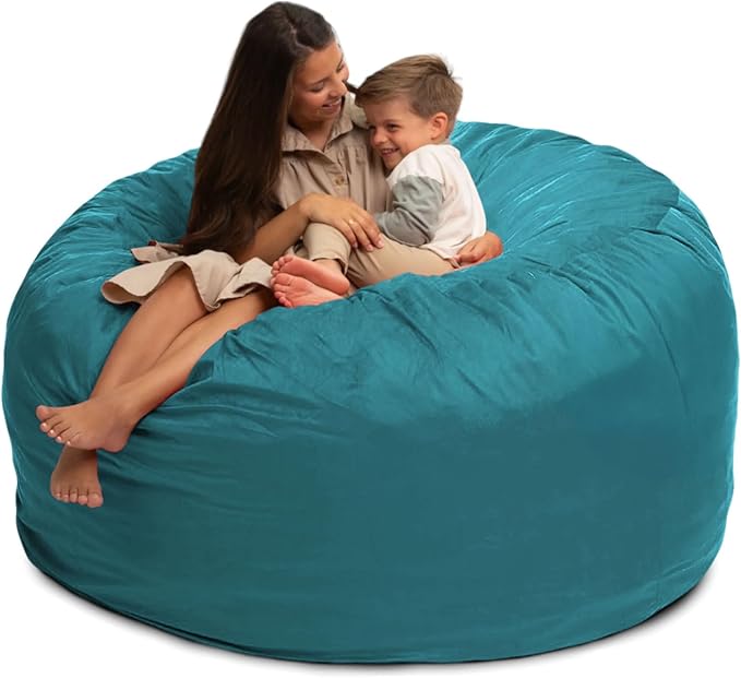 ULTIMATE SACK 6000 6-Foot Bean Bag Chair, Teal Suede Cover – Oversized Foam Lounger, Floor Seat, Small Sofa, or Couch Bed for Living Area, Gaming Room, or Reading Lounge