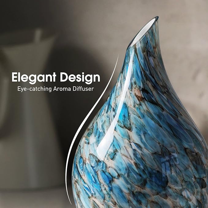 Porseme 280ml Essential Oil Diffuser Glass Color Changing Aroma Air Diffusers Aromatherapy Ultrasonic Cool Mist Humidifier 7 Running Hours Waterless Auto-Off for Sleeping Yoga Office Spa (Light Blue)