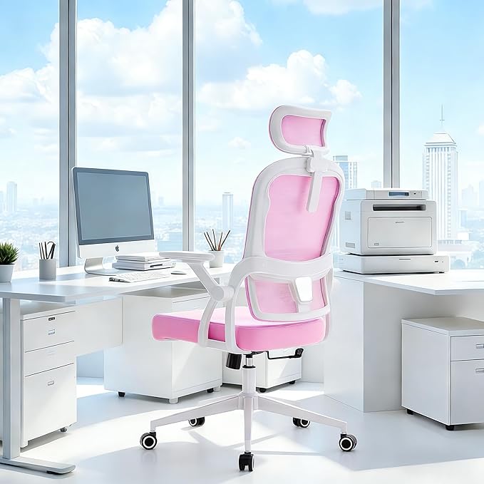 Ergonomic Office Chair - 400LB Comfy Desk Chairs with Adjustable Headrest and Lumbar Back Support, Mesh Computer Chairs with Wheels and Arms for Home Office, Study