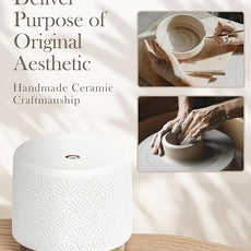 Essential Oil Diffuser, 280ml Ceramic Aromatherapy Diffuser for Large Room, 2.4MHz Ultrasonic Cool Mist Diffuser Oil Machine, Quiet & Intelligent Aroma Diffuser for Home Office SPA Yoga