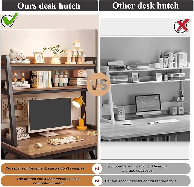 2-Tier Desktop Bookshelf, Wood Hutch Shelf Organizer, 29.9 x 12.6 x 35.4 inches, Study Room Storage Rack (White, 30 * 12 * 35in)