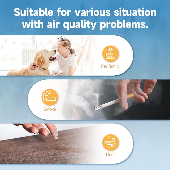 6-Pack Replacement Filter Compatible with EyeVac Air 2in1 Air Purifier, 2-in-1 Filtration with Activated Carbon Filter