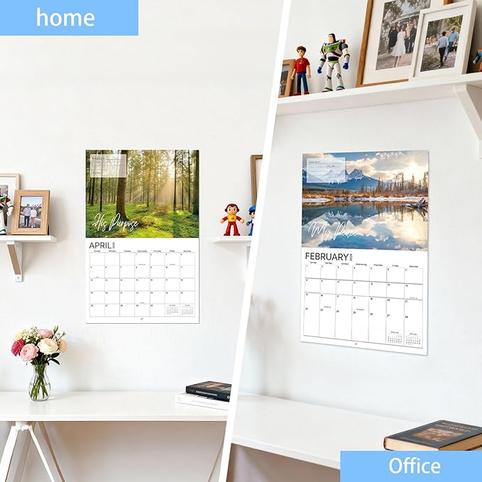 Faith Over Fear Bible Verse Wall Calendar 2026-12-Month with Bible Verse & Nature Scenes (Jan 2026 -Dec 2026), 9"x12" Closed, KJV Scripture, Thick Paper Christian Monthly Calendar for Home Office