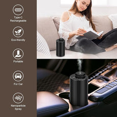 Waterless Diffuser for Essential Oil Nebulizer, 7 Colors LED Light, Battery Powered Mini Scent Air Machine, Aromatherapy Mist Diffuser for Home Room Car Office Black