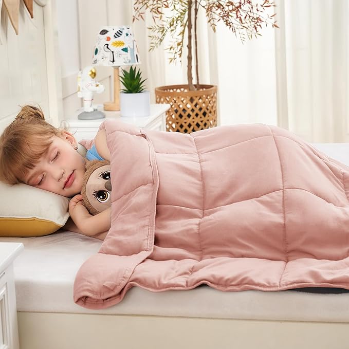yescool Pink Weighted Blanket 3 Pounds Cooling Weighted Lap Blanket, Heavy Blanket for Sleeping, Weighted Throw Blanket Gift for 20-40lbs, 36"x48"