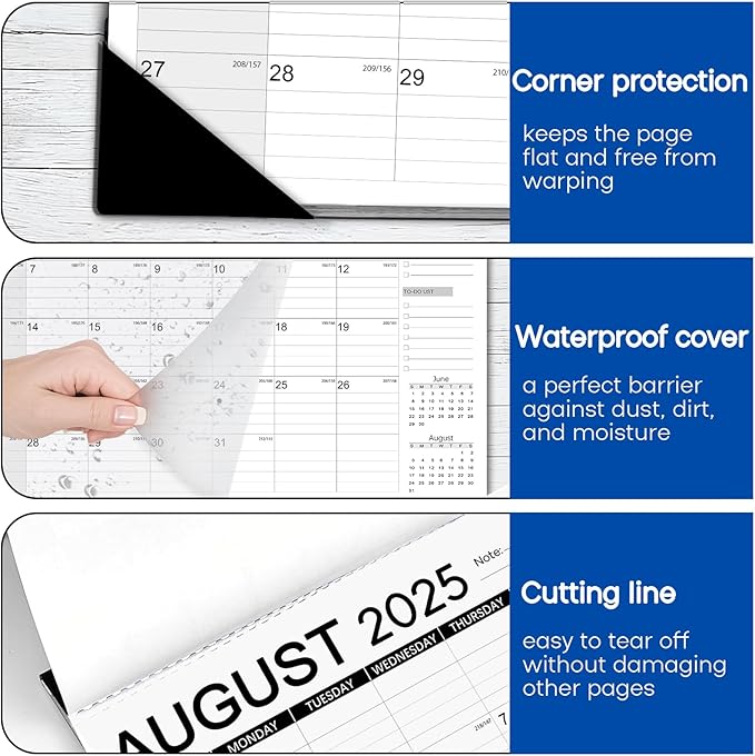 Desk Calendar 2026, Anti Ink Bleed, Transparent Cover, 2026 Desk Calendars 18 Months with Stickers, 17" x 12" Large Desktop Calendar 2026-2027 for Family, Office, Student, Teacher Supplies- Simple