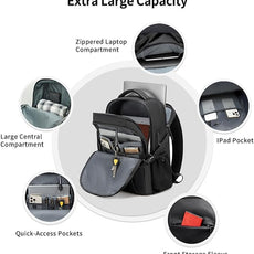 ARCTIC HUNTER AH Business Laptop Backpack for Men Work Commuting, 30L Large Travel Carry On Backpack Flight Approved for Airplane, Professional Adult College Backpacks Casual Daypack, Black