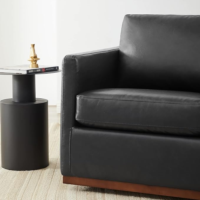 CHITA Swivel Accent Chair, Faux Leather FSC Certified Mid Century Modern Arm Chair for Living Room and Bedroom, Fully Assembled, Black