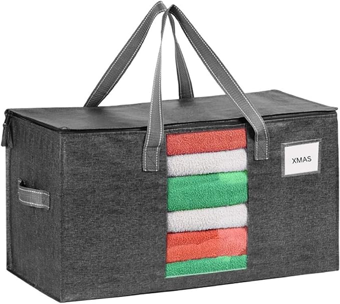 VENO 1 Pack Moving Bags, Christmas Storage Bins, Moving Boxes Alternative, Comforter and Blanket Storage Bags, College Dorm Packing Supplies, Foldable Heavy-Duty Tote with Window (Gray, 1 Pack)
