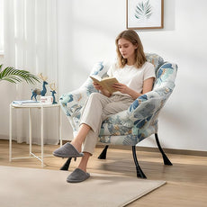 HollyHOME Lazy Chair with Armrest and Side Pocket, Comfy Accent Lounge Chair,Leisure Sofa Armchair for Living Room, Bedroom, Dorm, or Small Spaces, Oversized Reading Sofa Chair,Fan Print