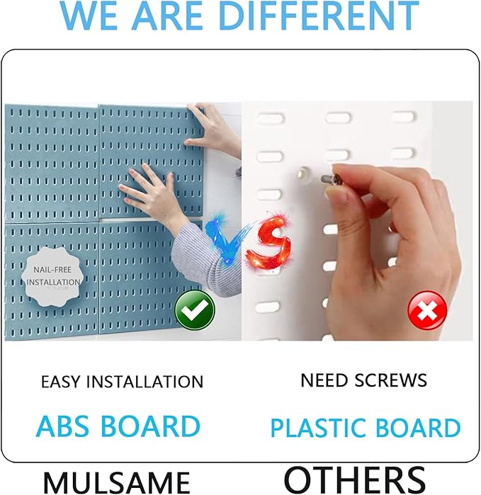 Pegboard Combination Kit, Wall Mounted Storage Set with 4 Pegboards & 14 Accessories Hanging, Blue Peg Boards Organizer for Walls Display, Crafts Organization, Kitchen Organizer, 22" x 22"