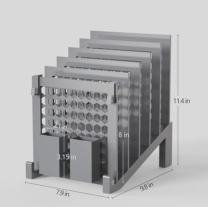 File Organizer for Desk with Storage Box & Hook, Inclined File Organizer with 5-Section Vertical File Holder suitable for Home Office Document Organization (Desk Gray)