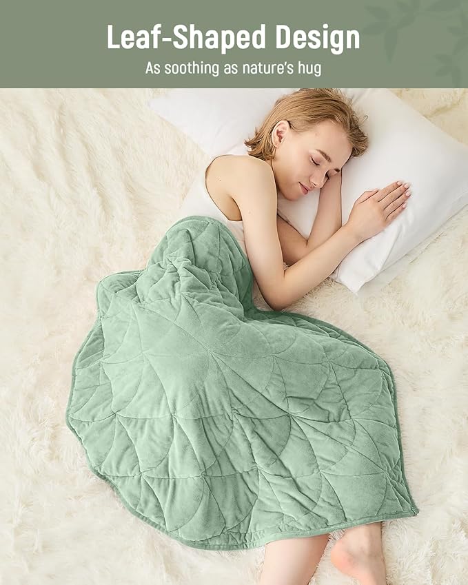 Weighted Lap Blanket 5 lbs for Adults, Luxury Soft Small Weighted Blanket, Compact Portable Weighted Lap Pad for Relaxation, Sleeping, Travel, All-Season Use, Sage Green, 30" x 40"