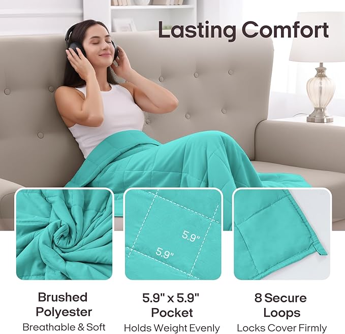 ZonLi Weighted Blanket for Adults(60"x80",20lbs, Dark Green) Queen Size High Breathability Cooling Heavy Blanket, Soft Material with Premium Glass Beads,All-Season.
