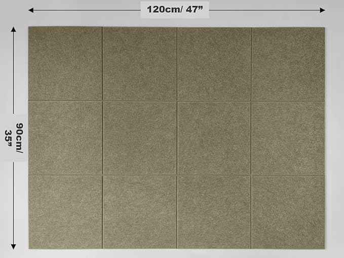 Green Bulletin Board | Cork Boards for Walls | Felt Cork Board for Office, Home & Classroom | Green Office Classroom Supplies | Felt Wall Tiles (12-Pack) | Olive