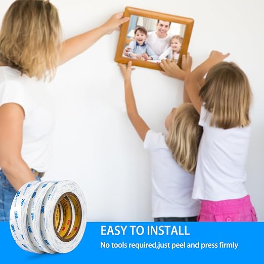 Double Sided Foam Tape 1 inch x16.5Ft | 3M PE Strong Adhesive Tape | Vibration Resistant | for Indoor/Outdoor Paint Wall Mounting Picture Hanging Poster | Damage-Free Heavy-Duty (1in/25mm x16.5Ft)