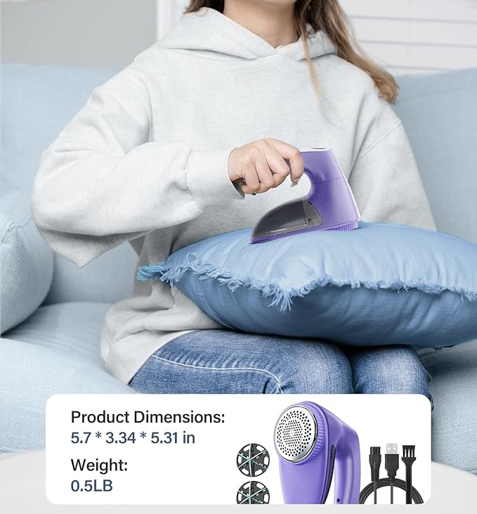 Bymore Fabric Shaver, Lint Shaver for Clothing Furniture Shaver, Sweater Defuzzer Pill Remover Shaver, Lint Remover for Clothing Fuzz-Dark Purple