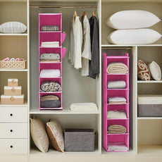 YOUDENOVA Hanging Closet Organizer and Storage, 6-Shelf Closet Hanging Storage Shelves, Light Pink