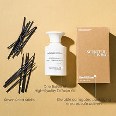 M&SENSE Reed Diffuser Set, 10.14 fl oz Large Reed Diffuser, Vanilla Sandalwood Scented with Natural Essential Oils, Long Lasting with 7 Sticks, Non-Toxic Home Fragrance Reed Diffuser for Bedroom