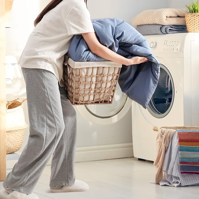 ROSGONIA Oversized King Comforter Slate Blue, 3pcs (1 Boho Comforter & 2 Pillowcases) Lightweight Oversized King Size Comforter Sets Bedding Blanket