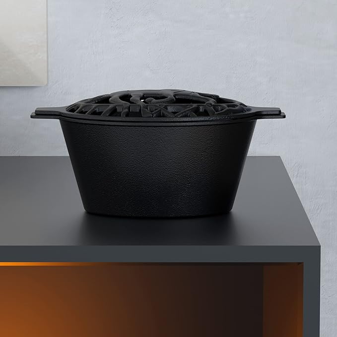 Fire Beauty Woodstove Steamer Stove Humidifier Cast Iron Lattice Top Rust Resistant 2.3 Quart Capacity (horse)