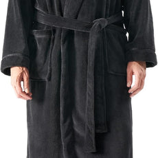 DAVID ARCHY Men's Hooded Robe Soft Coral Fleece Microfiber Bathrobe